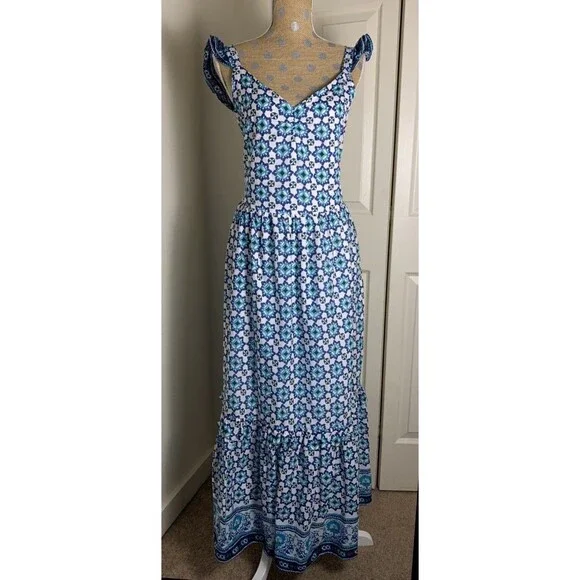 Lucky Brand Maxi Dress XL Cotton Ruffle Resort Summer 100% Cotton Boho Beach - Picture 2 of 16